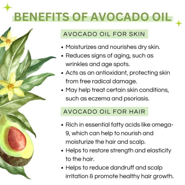 Avocado Oil Cold Pressed Unrefined 100% Pure Natural Carrier Oil for Skin, Hair & Massage - 30ml - Image 3