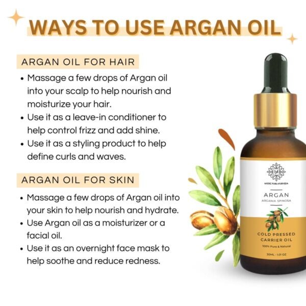 Mystic Pure Argan Oil For Hair & Skin Care - Natural and Organic- 30ml - Image 2