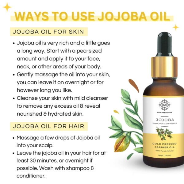 Pure Jojoba Oil for Skin and Hair Care- 30ml- 100% Pure and Natural - Image 2