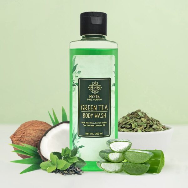 Mystic Green Tea and Lemongrass Body Wash For Skin Purification & Hydration with Tea Tree and Coconut Oil- 200ML - Image 2