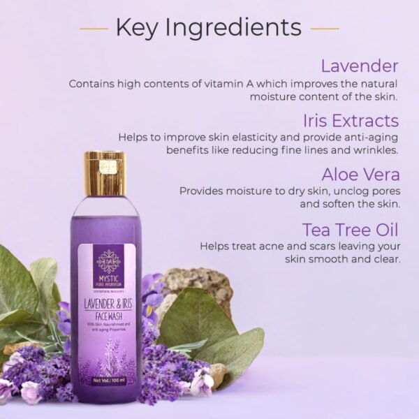 Mystic Lavender Face Wash for Anti- Aging & Skin Nourishment - SLS & Paraben Free -100ML - Image 4