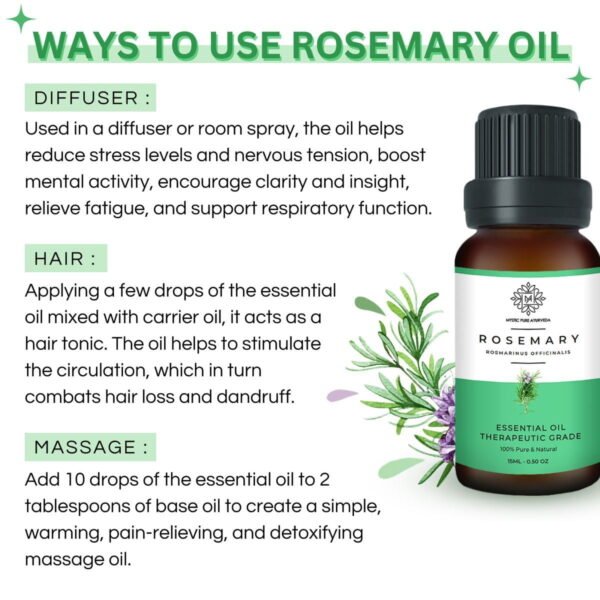 Mystic Pure Rosemary Essential Oil For Hair Growth & Reduce Hair Fall - Therapeutic Grade - Image 3